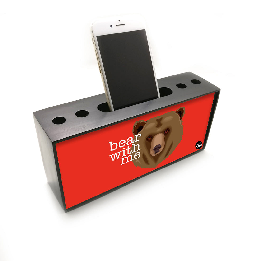 Small Mobile and Pen Holder Desk Organizer for Office Use - Bear Nutcase