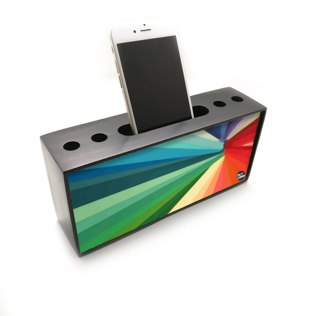 Pen Mobile Stand Holder Desk Organizer - Multicolor Strips Nutcase