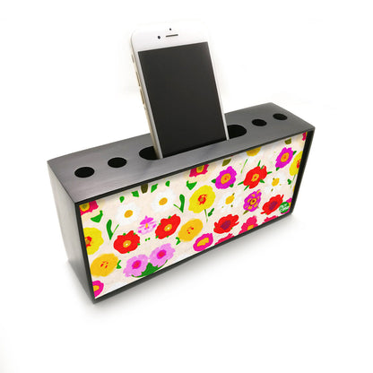 Pen Mobile Stand Holder Desk Organizer - Pretty Little Flowers Nutcase