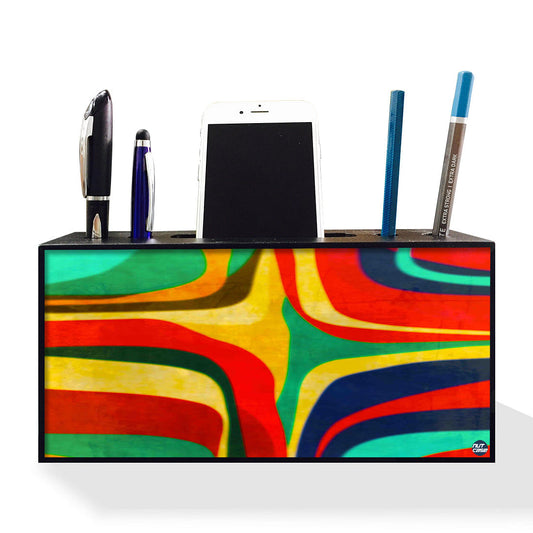 Pen and Mobile Stand Holder Desk Organizer - Art Deco Retro Nutcase