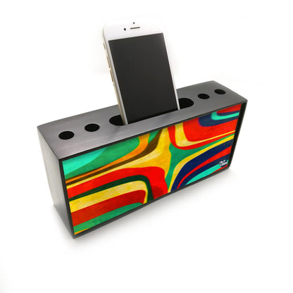 Pen and Mobile Stand Holder Desk Organizer - Art Deco Retro Nutcase