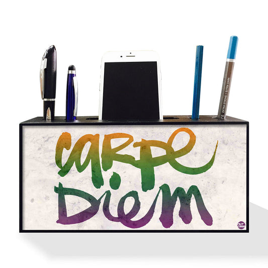 Phone and Pen Stand Holder Desk Organizer for Office - Carpe Diem Nutcase