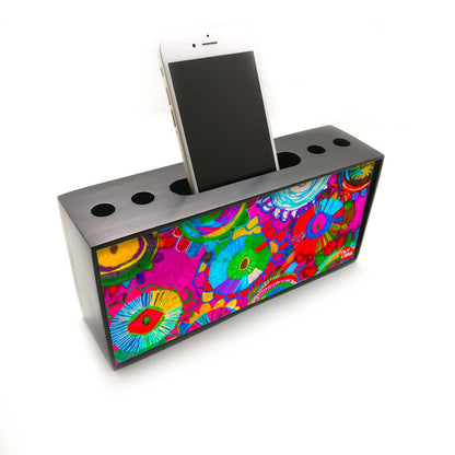 Pen Mobile Stand Holder Desk Organizer - Floral Stitch Nutcase