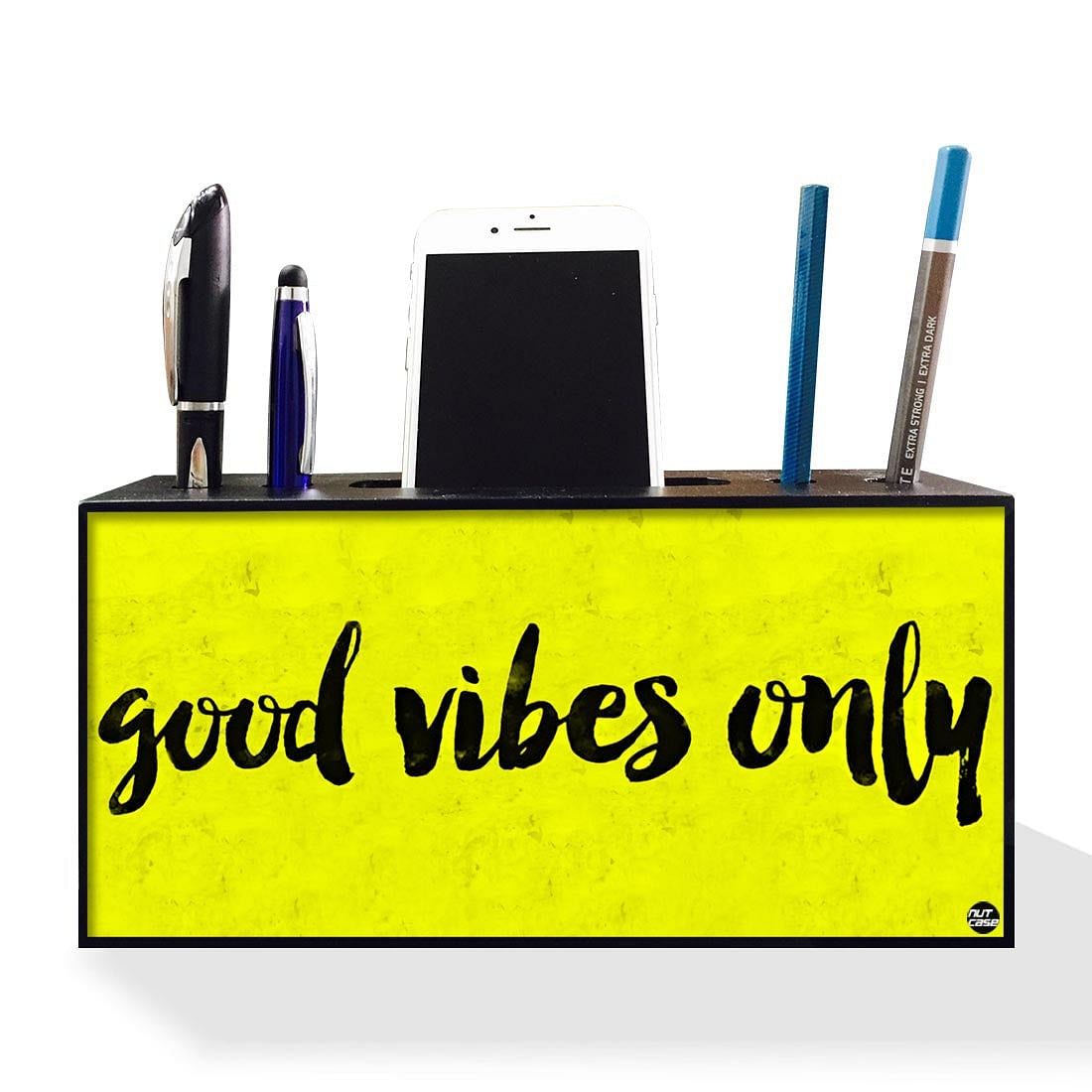 Pen Mobile Stand Holder Desk Organizer - Good Vibes Only Nutcase