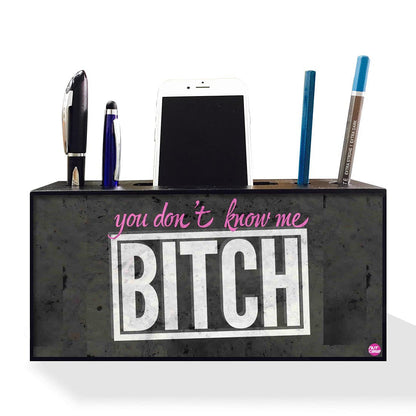 Pen Stand Desk Organizer With Mobile Holder for Office Use - Bitch Nutcase