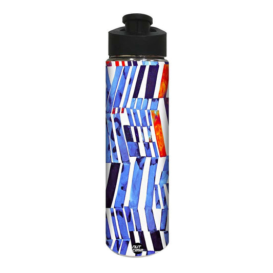 Designer Stainless Steel Sipper Bottle -  Blue Lines Nutcase