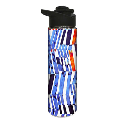 Designer Stainless Steel Sipper Bottle -  Blue Lines Nutcase