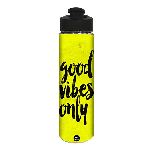Yellow Stainless Steel Sipper Bottle Drink Water - Good Vibes Only Nutcase