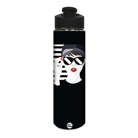 Black and White Stainless Steel Sipper Bottle for Girls - Girl Nutcase
