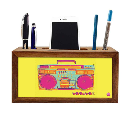 Wooden Desk Organiser Pen Mobile Stand - Radio Nutcase