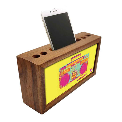 Wooden Desk Organiser Pen Mobile Stand - Radio Nutcase