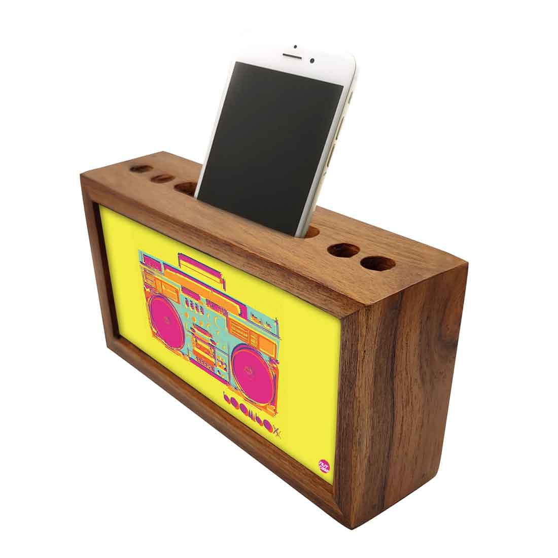 Wooden Desk Organiser Pen Mobile Stand - Radio Nutcase