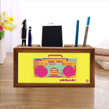 Wooden Desk Organiser Pen Mobile Stand - Radio Nutcase