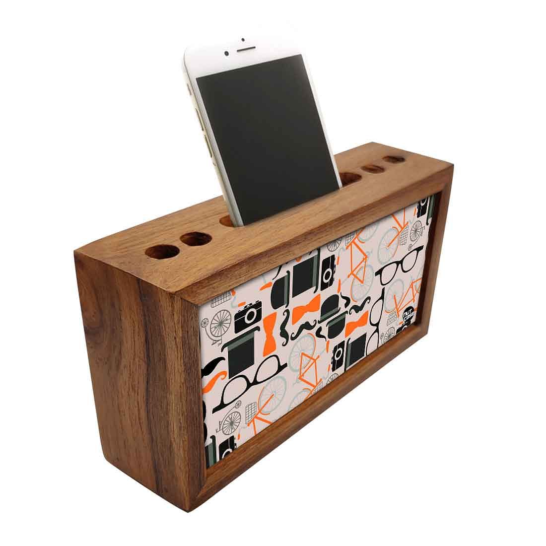 Wooden Pen Holder for Desk - Hipster Attitude Nutcase