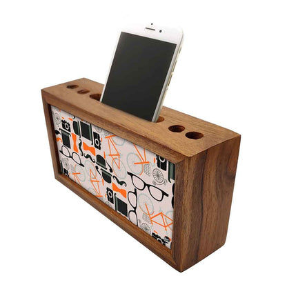 Wooden Pen Holder for Desk - Hipster Attitude Nutcase