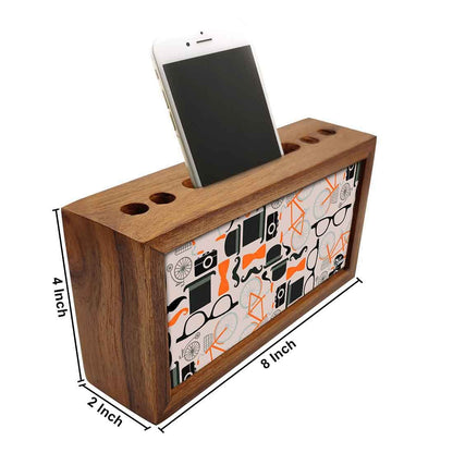 Wooden Pen Holder for Desk - Hipster Attitude Nutcase