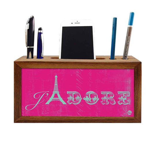 Wooden Stationery Organiser Pen Mobile Stand - Jadore Nutcase