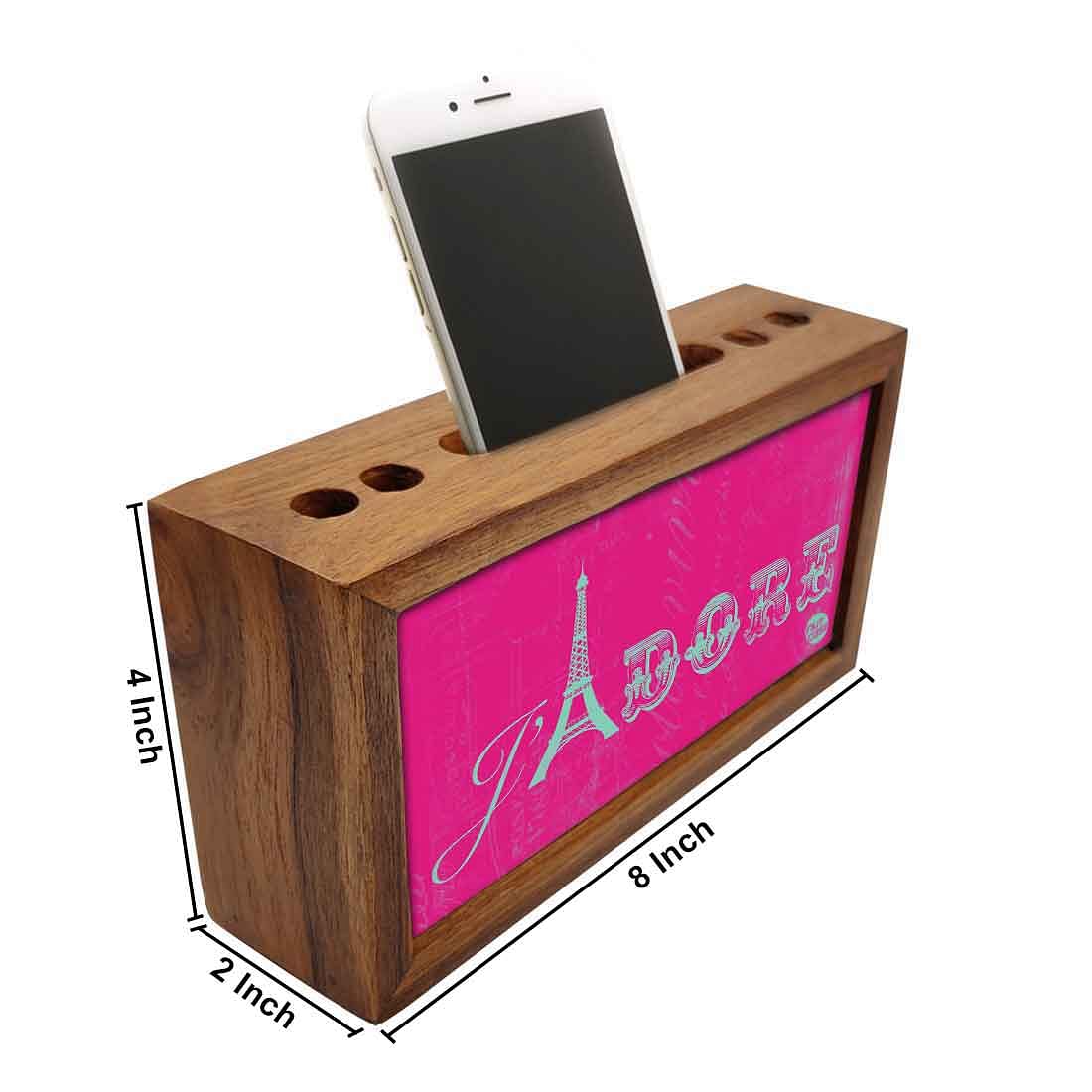 Wooden Stationery Organiser Pen Mobile Stand - Jadore Nutcase