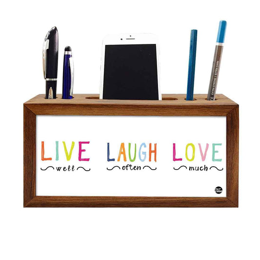 Wooden office desk organizer - Live Laugh Love Nutcase