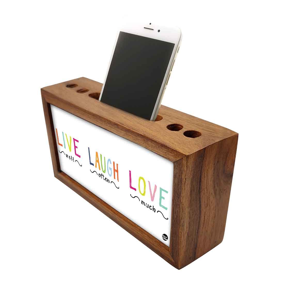 Wooden office desk organizer - Live Laugh Love Nutcase