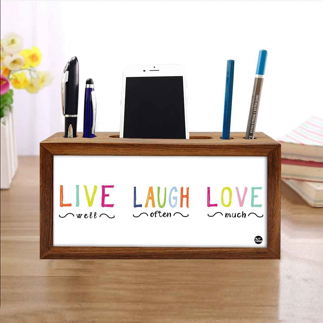 Wooden office desk organizer - Live Laugh Love Nutcase