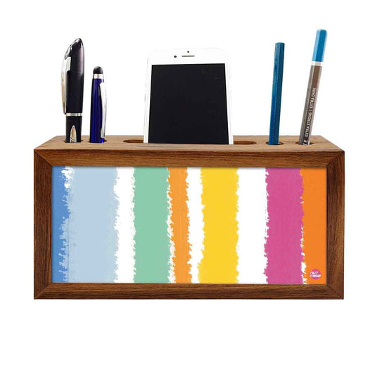 Wooden desk pen mobile organizer - Colorful Stripes Nutcase