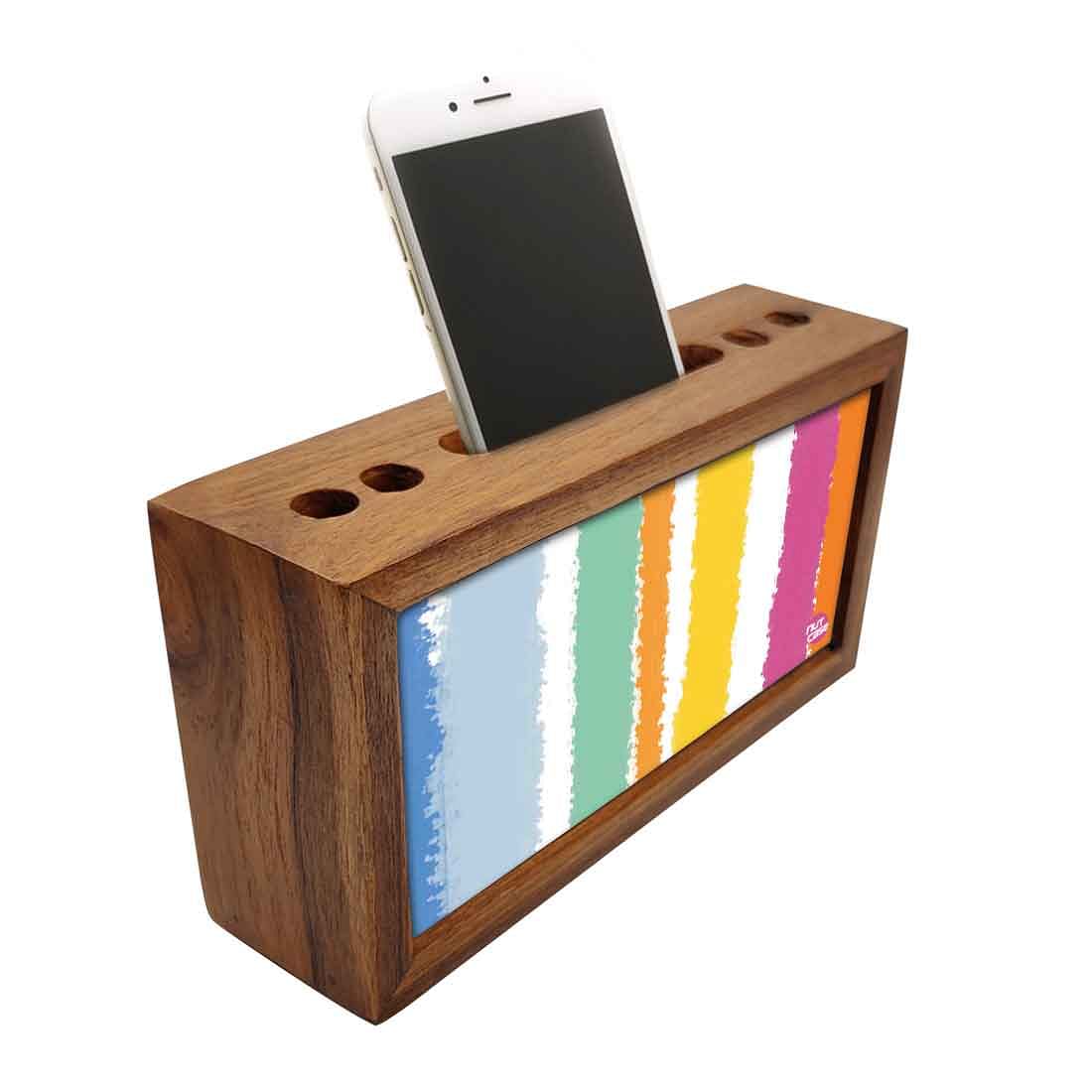 Wooden desk pen mobile organizer - Colorful Stripes Nutcase