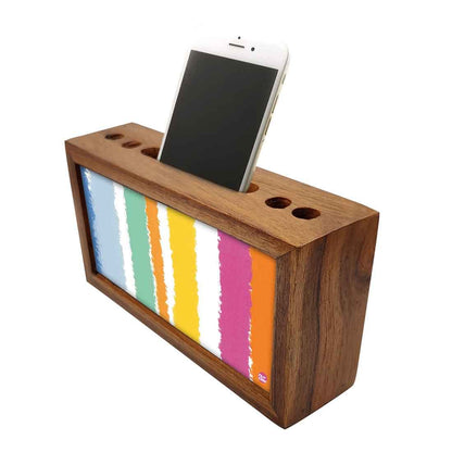 Wooden desk pen mobile organizer - Colorful Stripes Nutcase