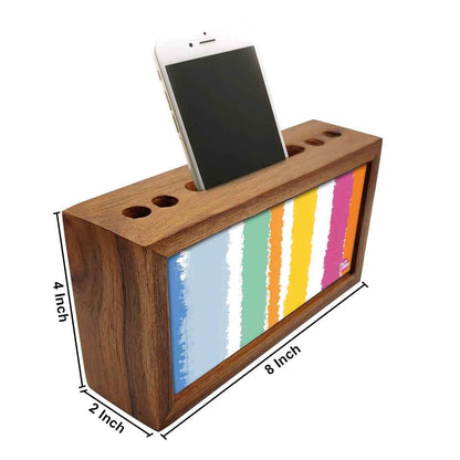 Wooden desk pen mobile organizer - Colorful Stripes Nutcase