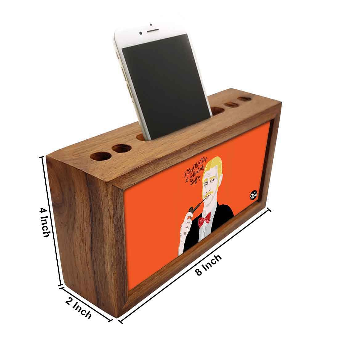 Wooden desk organizer Pen Mobile Stand - Spiffing Nutcase