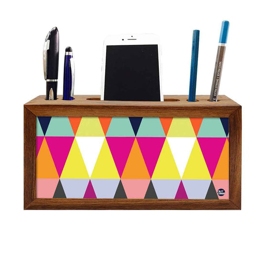 Wooden desk organizer Pen Mobile Stand - Colorful Angles Nutcase