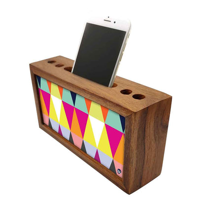 Wooden desk organizer Pen Mobile Stand - Colorful Angles Nutcase