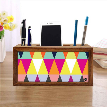 Wooden desk organizer Pen Mobile Stand - Colorful Angles Nutcase