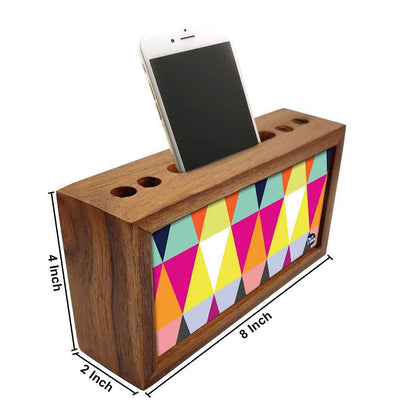 Wooden desk organizer Pen Mobile Stand - Colorful Angles Nutcase