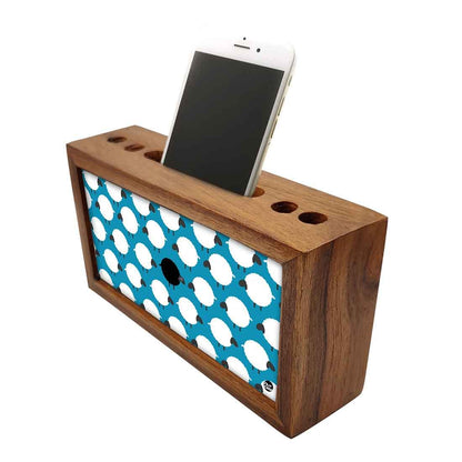 Wooden desktop organiser Pen Mobile Stand - Black Sheep Nutcase