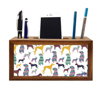 Wood office organizer Pen Mobile Stand - Dogs Nutcase