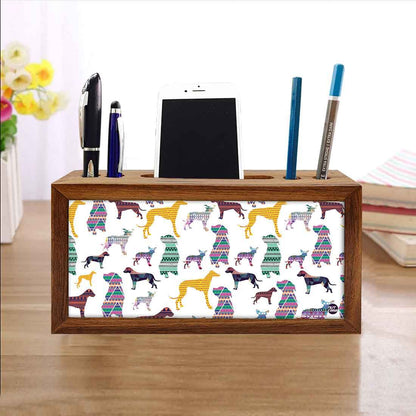 Wood office organizer Pen Mobile Stand - Dogs Nutcase