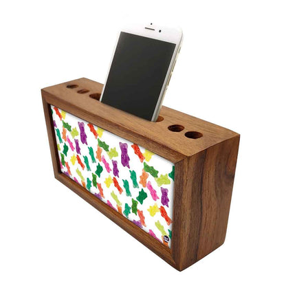 Wooden pencil organizer Pen Mobile Stand - Gummy Bear Nutcase