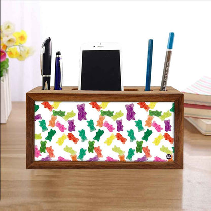 Wooden pencil organizer Pen Mobile Stand - Gummy Bear Nutcase