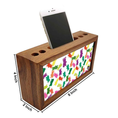 Wooden pencil organizer Pen Mobile Stand - Gummy Bear Nutcase