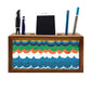 Wooden Pen Holder with Phone Stand Desk Organizer - Waves Nutcase