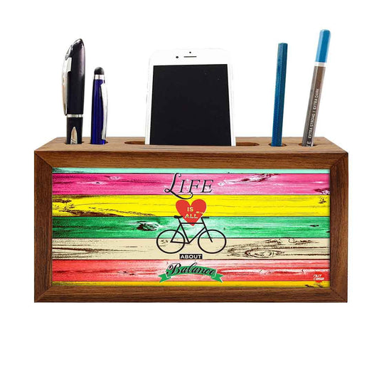 Wooden desk organizer  - Life Is All About Balance Nutcase