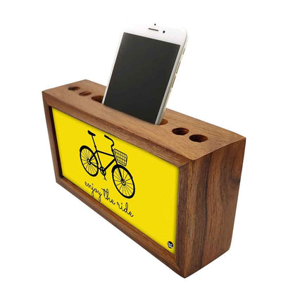 Wooden Stationery Organiser Pen Mobile Stand - Enjoy The Ride Nutcase