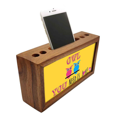 Wooden desk caddy Pen Mobile Stand - Owl You Need Is Love Nutcase