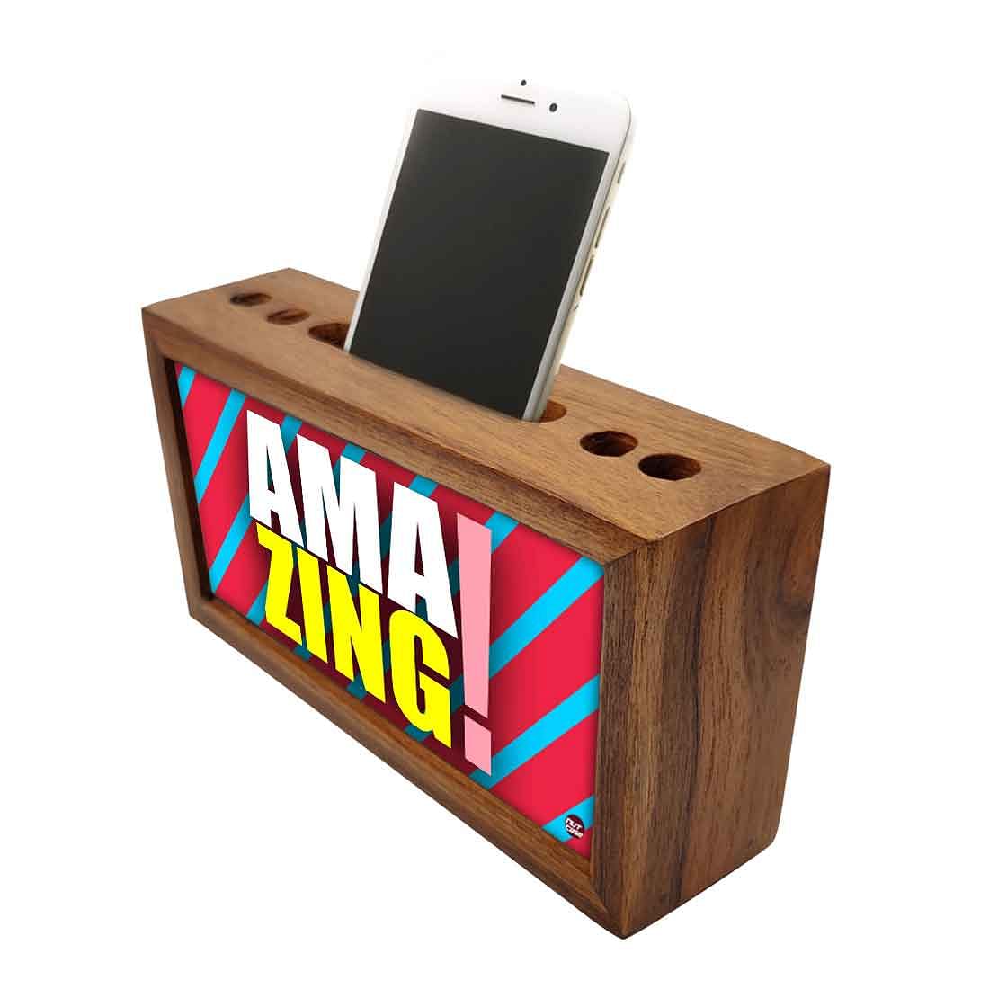 Wooden desk organizer Pen Mobile Stand - Amazing Nutcase