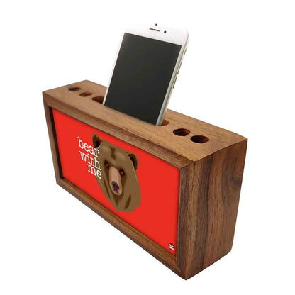 Wood desktop organizer Pen Mobile Stand - Bear Nutcase