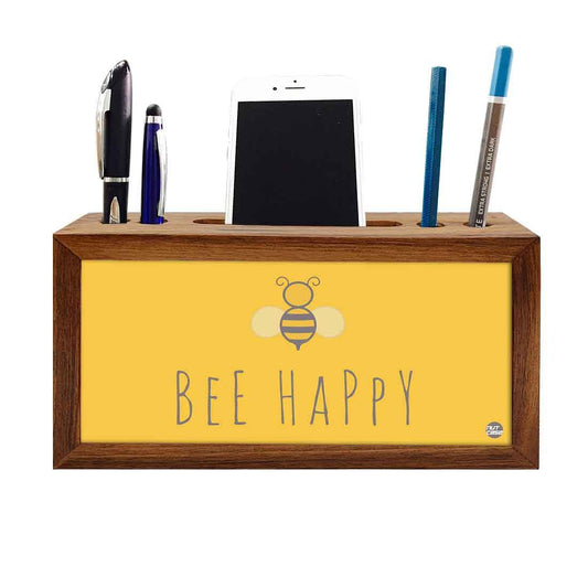Wooden desk organizer Pen Mobile Stand - Be Happy Nutcase