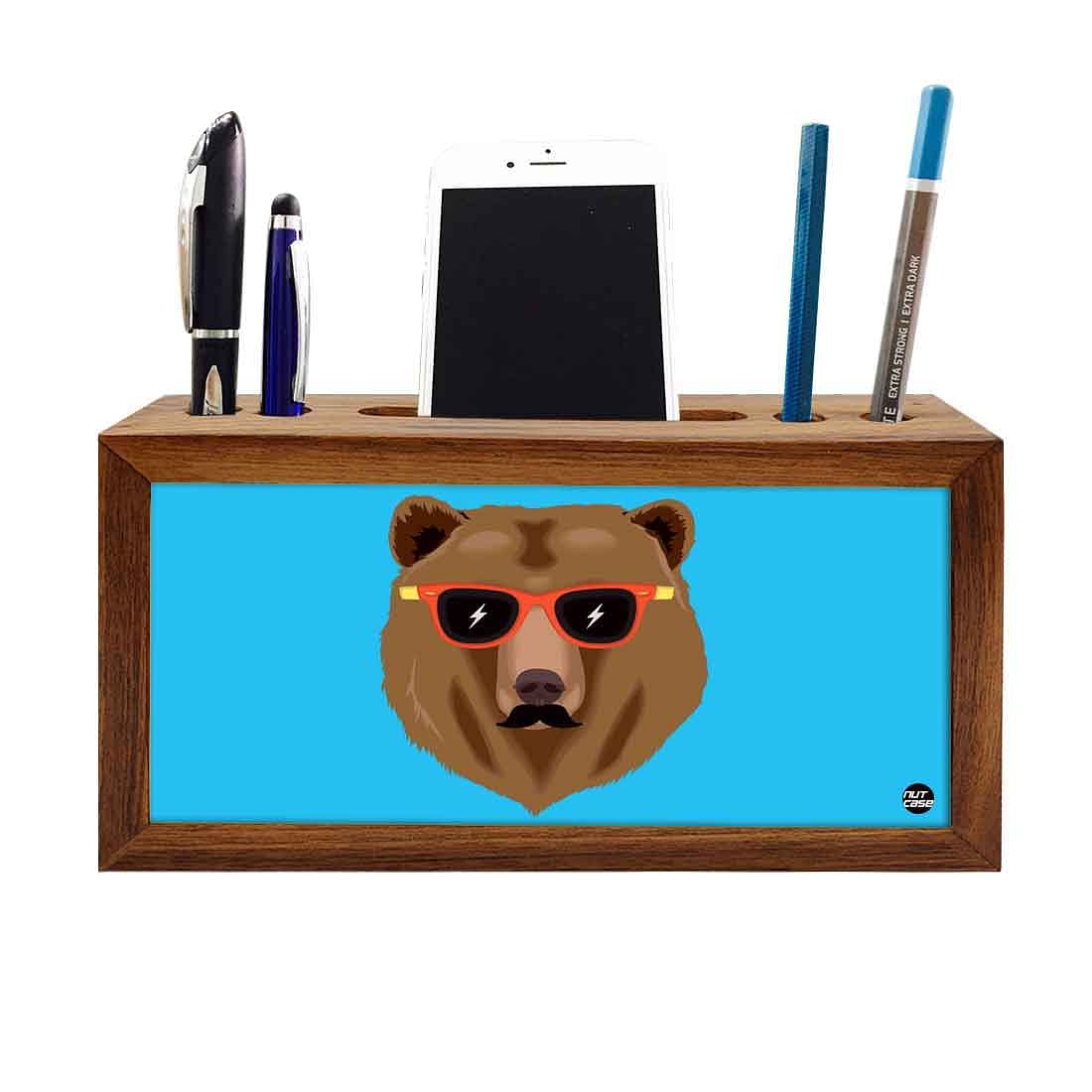 Solid Wood desk organizer - Bear Blue Nutcase