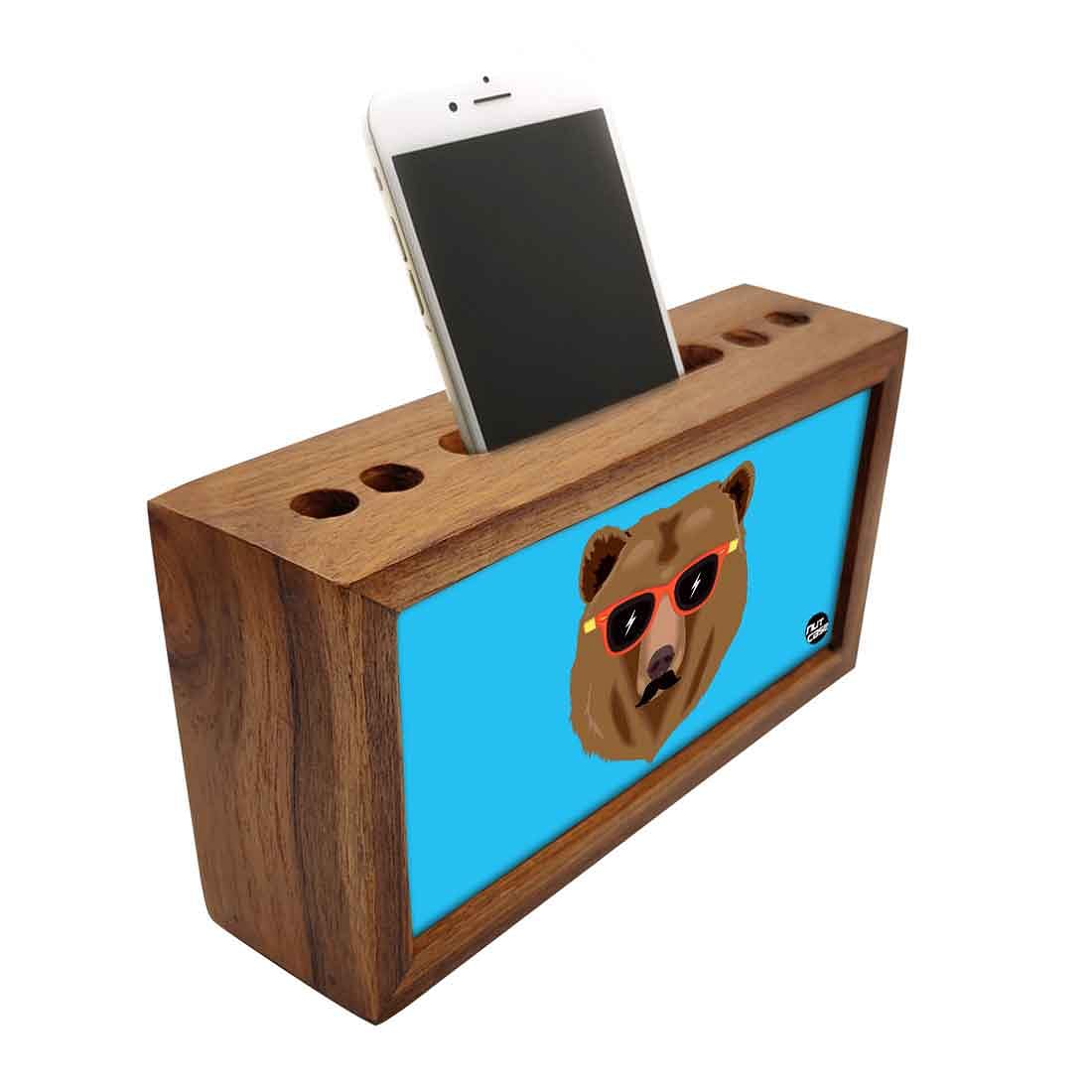 Solid Wood desk organizer - Bear Blue Nutcase