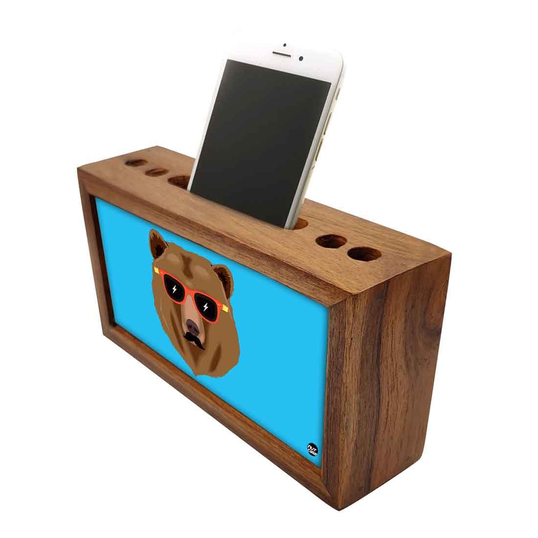 Solid Wood desk organizer - Bear Blue Nutcase